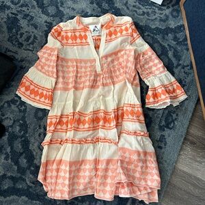 Stylish Kids Dress in Orange and Cream